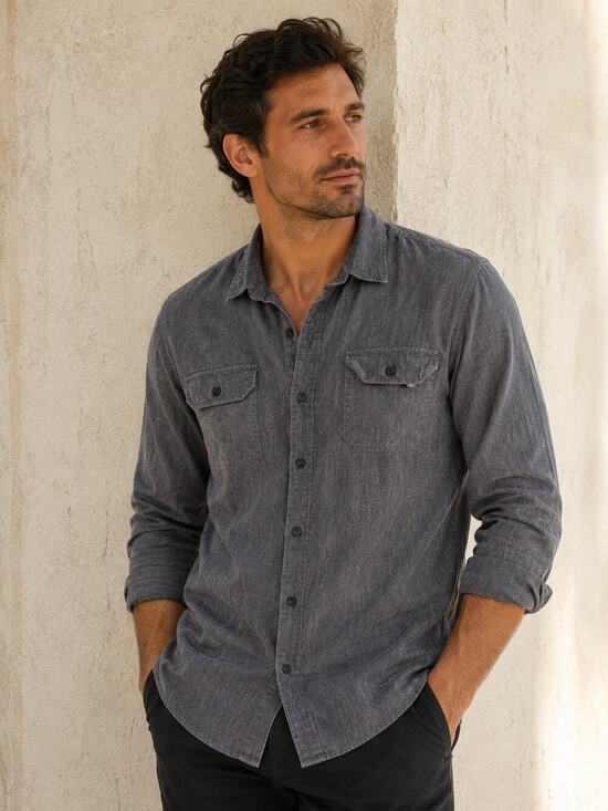 Wrangler Other - Wrangler Mens Gray Button Front Long Sleeve Shirt Size Large Western Workwear